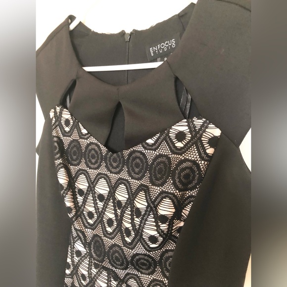 Enfocus Studio Black and Cream Sheath Dress Women's Size 8 - Picture 4 of 5